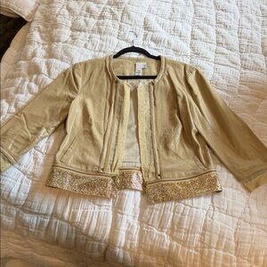 2B.Rych Gold Open-Front Jacket with Sequin Hem